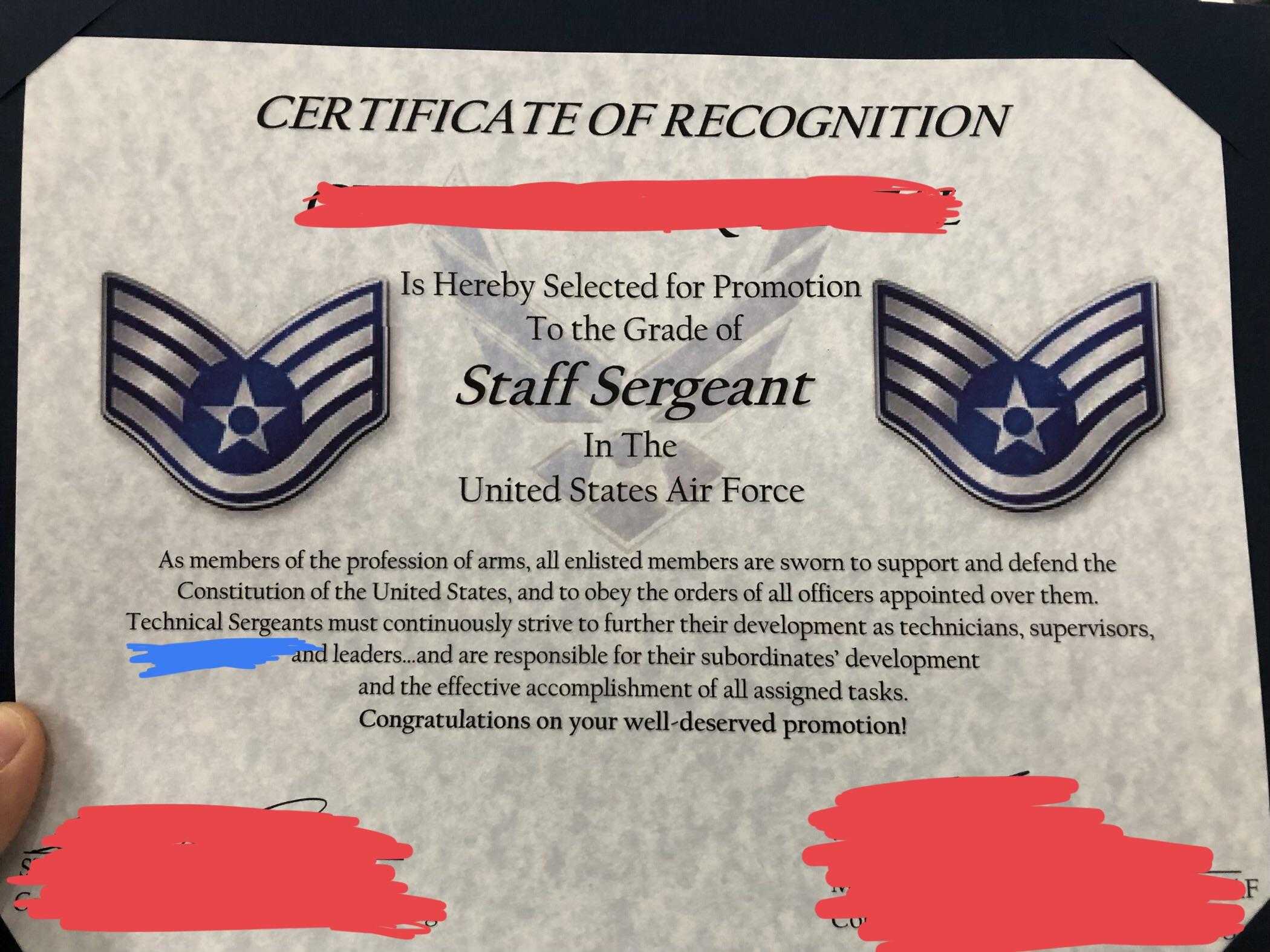 Excited For My Promotion To Sta— Uhh : Airforce With Officer Promotion Certificate Template