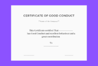 🥰 Free Printable Certificate Of Good Conduct Templates🥰 regarding Good Conduct Certificate Template