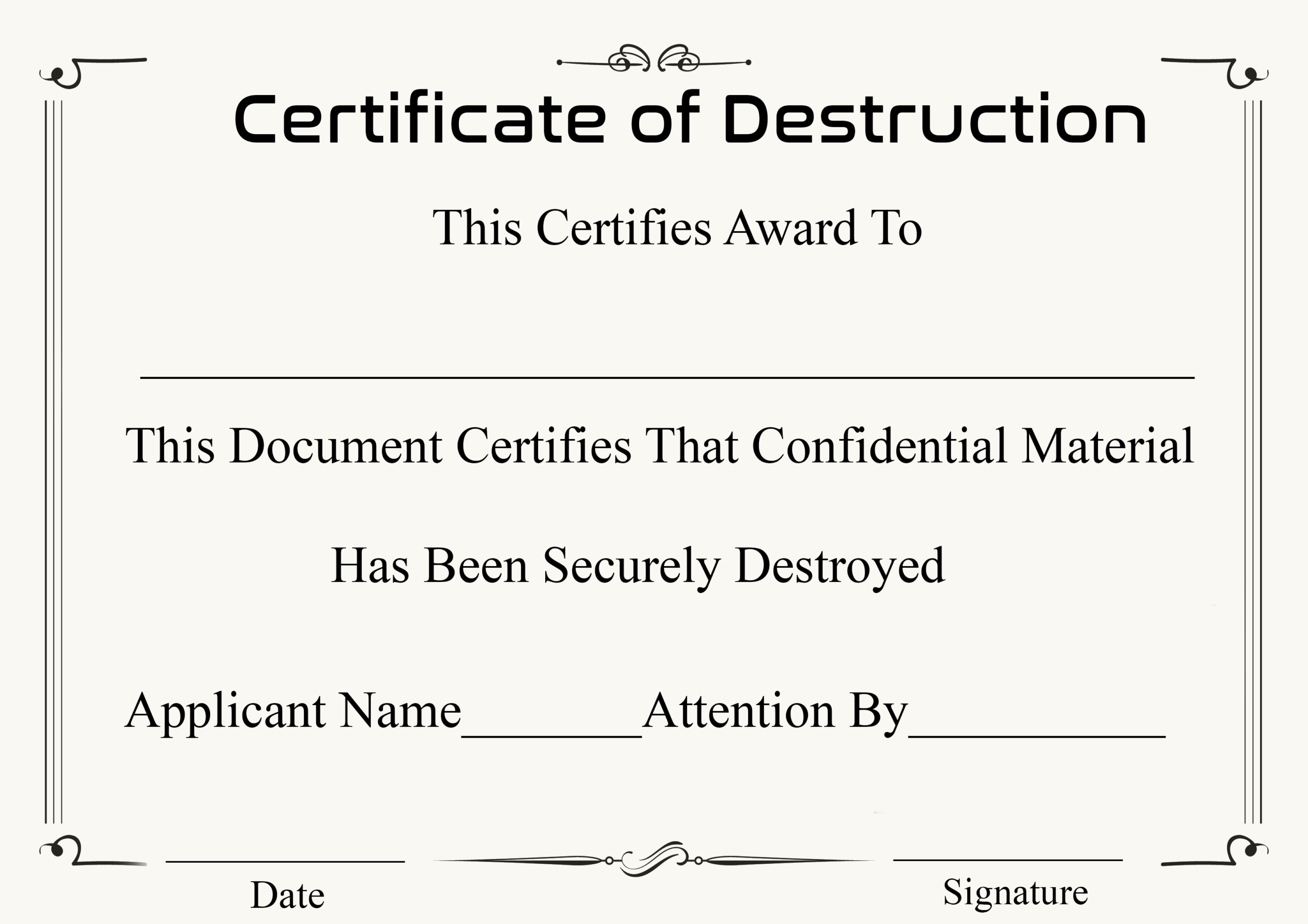 🥰5+ Free Certificate Of Destruction Sample Templates🥰 Pertaining To Destruction Certificate Template