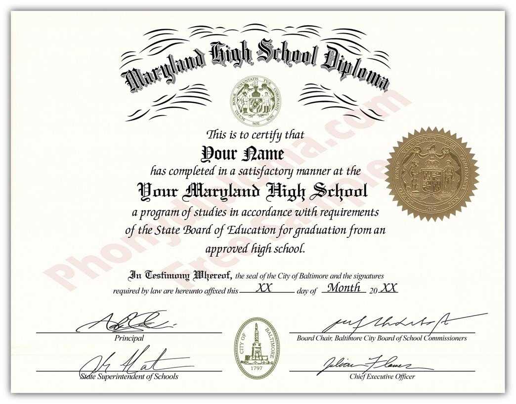 Fake Diplomas And Transcripts From Maryland – Phonydiploma Pertaining To Fake Diploma Certificate Template