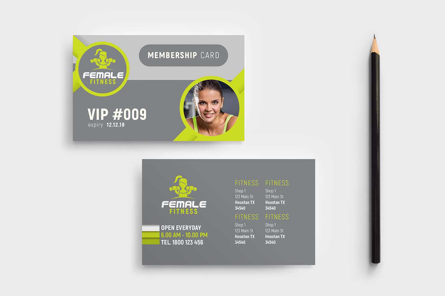 Female Fitness Membership Card Template In Psd, Ai Within Template For Membership Cards