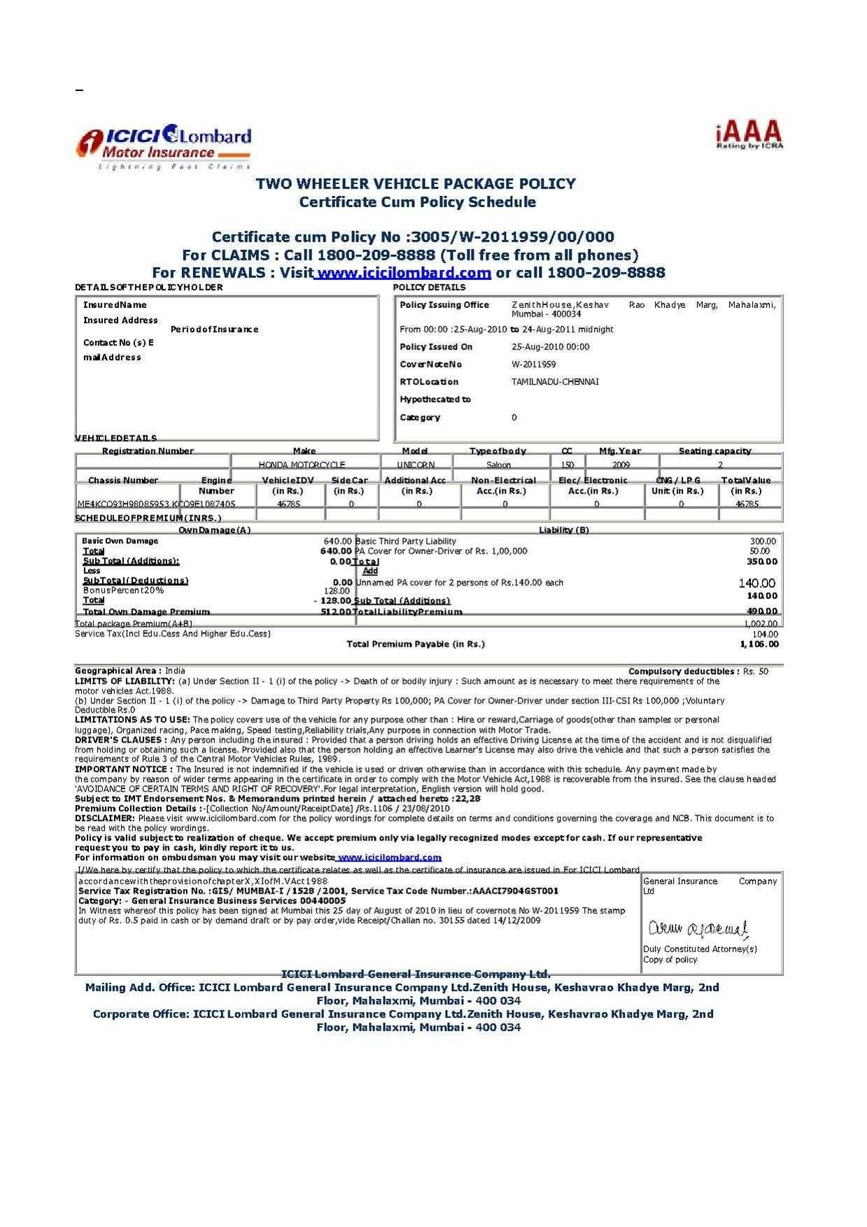 File:vehicle Insurance Certificate In India.pdf – Wikimedia With Regard To Auto Insurance Card Template Free Download
