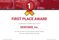 First Place Award Certificate Template with regard to First Place Certificate Template
