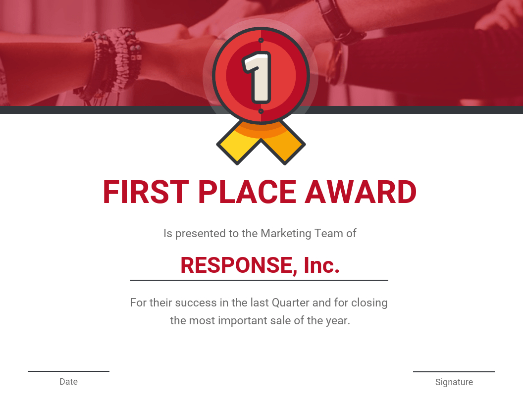 First Place Award Certificate Template With Regard To First Place Certificate Template