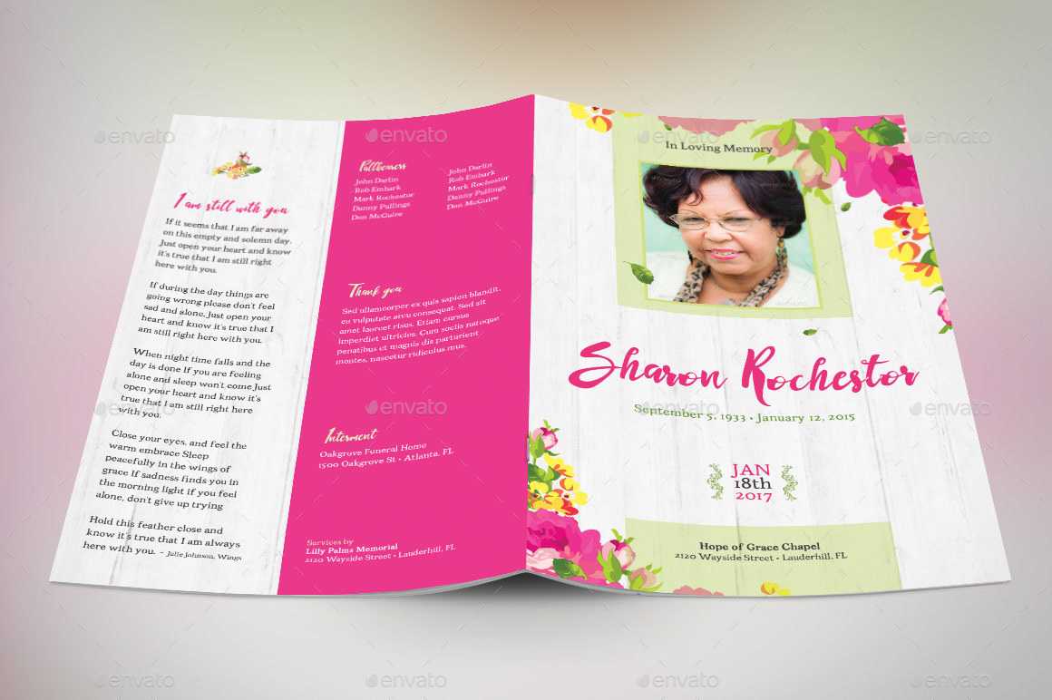 Floral Funeral Program Template Inside Memorial Brochure Template
