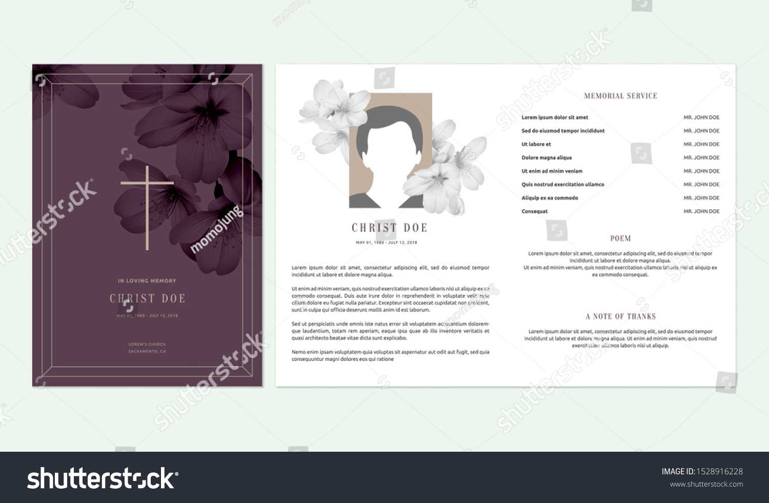 Floral Memorial Funeral Invitation Card Template | Royalty Inside Memorial Cards For Funeral Template Free