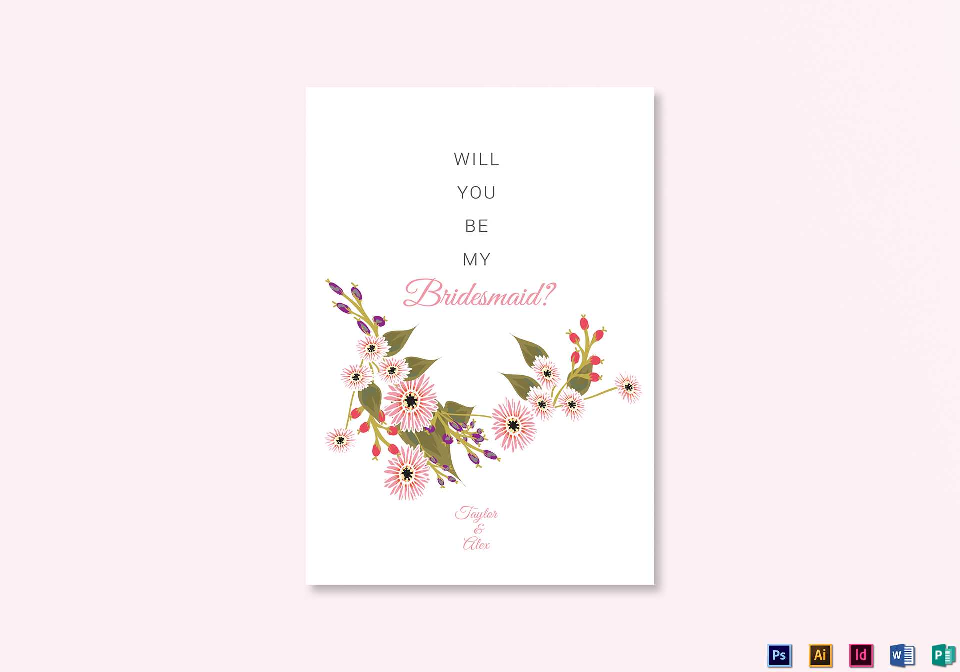 Floral Will You Be My Bridesmaid Card Template For Will You Be My Bridesmaid Card Template