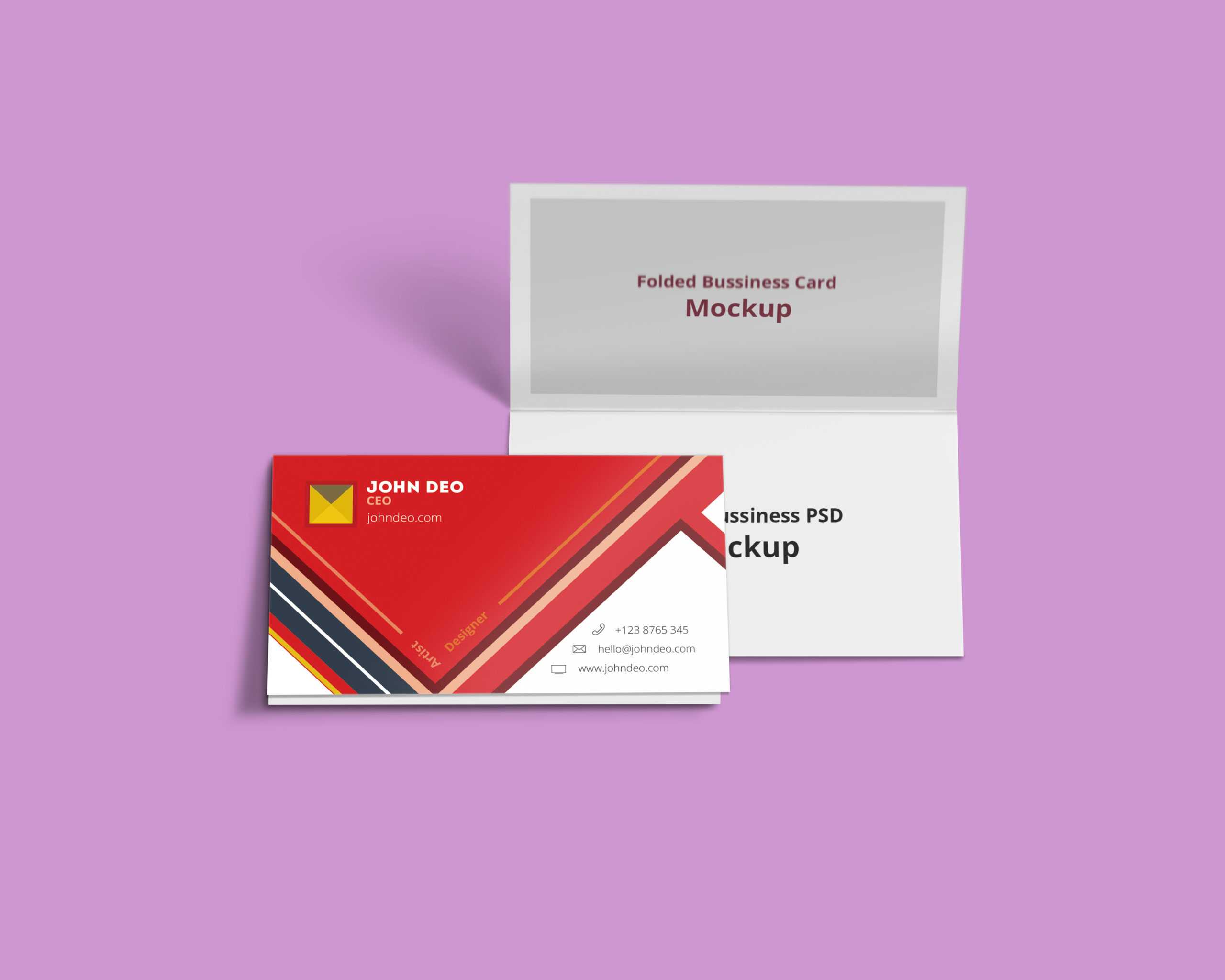 Folded Business Card Psd Mockup – Creativecrunk For Fold Over Business Card Template