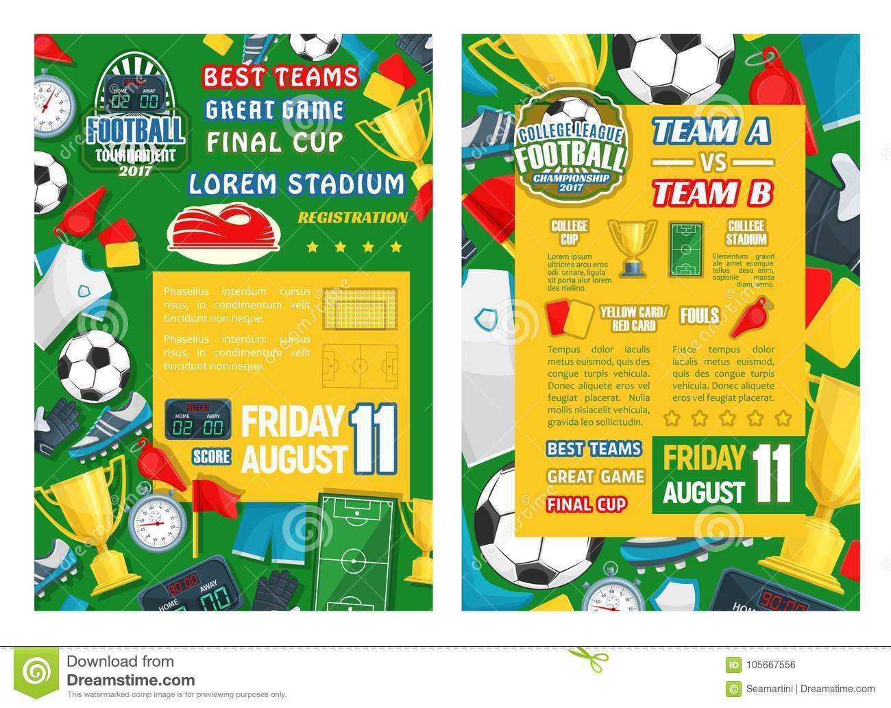 Football Or Soccer Sport Tournament Match Banner Stock Pertaining To Football Referee Game Card Template