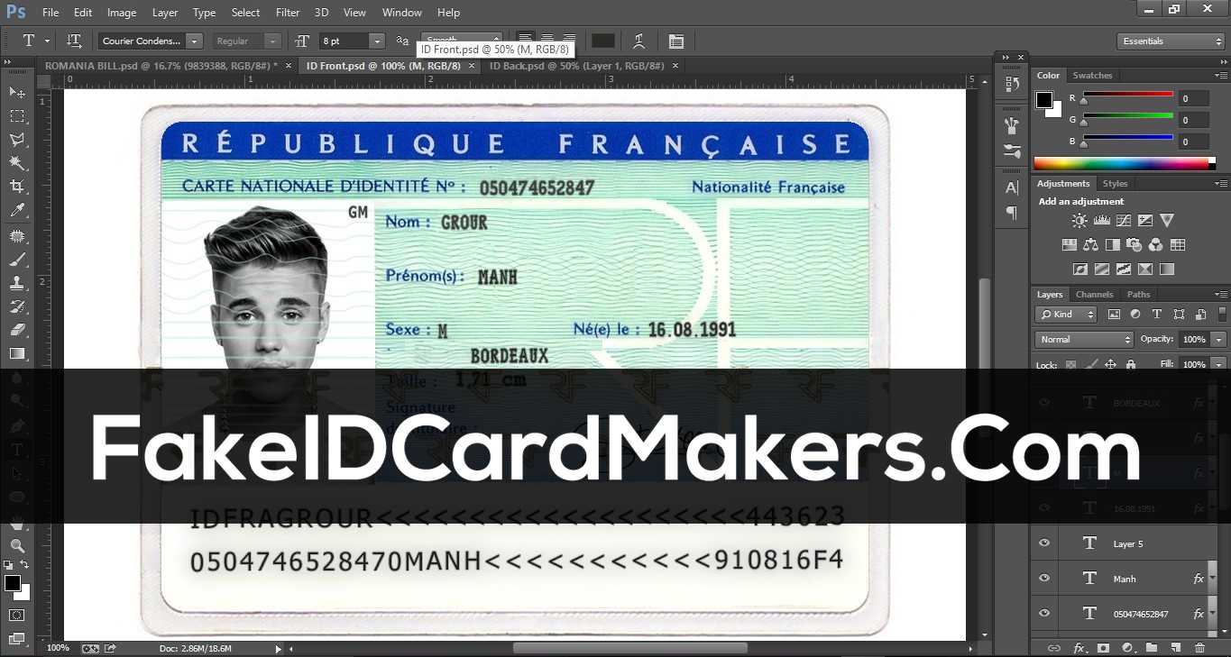 France Id Card Template Psd [Fake Driver License] Pertaining To Fake Social Security Card Template Download