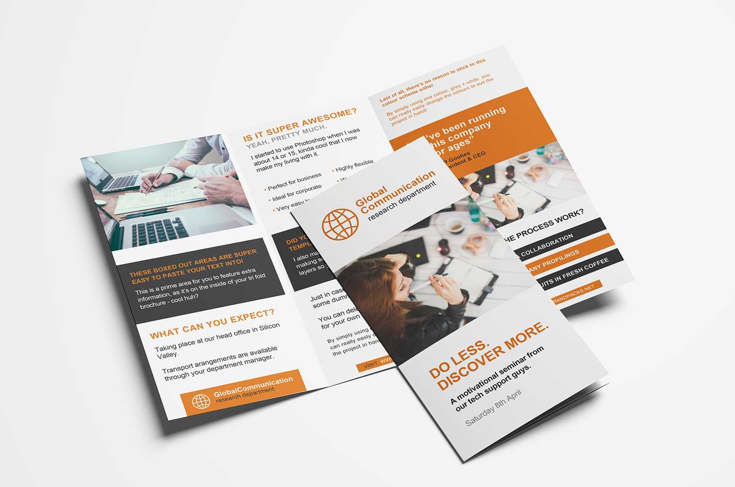 Free 3 Fold Brochure Template For Photoshop & Illustrator For Fold Over Business Card Template