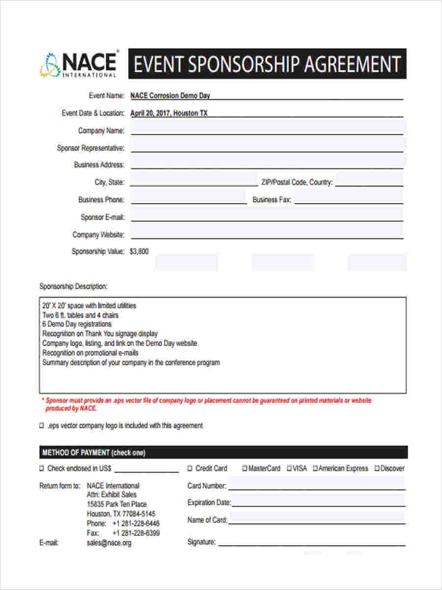 Free 6+ Sample Event Sponsorship Forms In Ms Word | Pdf Pertaining To Sponsor Card Template