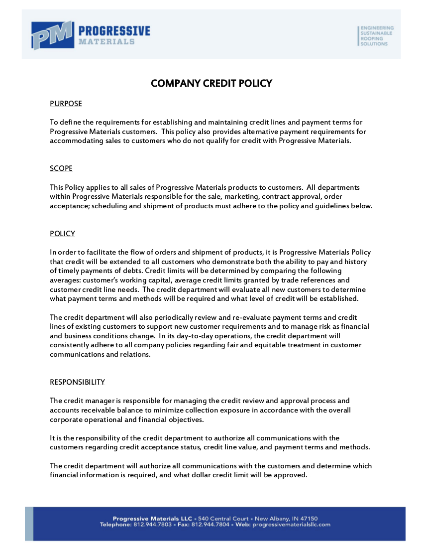 Free 9+ Examples Of Credit Policies And Procedures In Pdf In Company Credit Card Policy Template