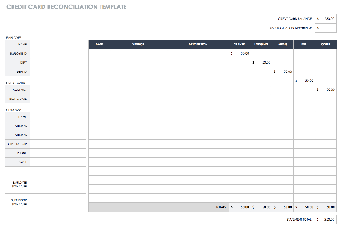 Free Account Reconciliation Templates | Smartsheet In Credit Card Statement Template Excel