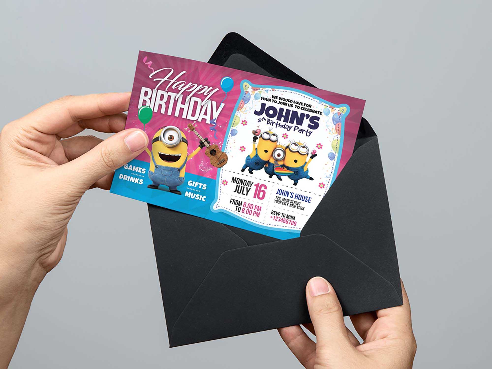 Free Birthday Invitation Card Template (Psd) Within Photoshop Birthday Card Template Free