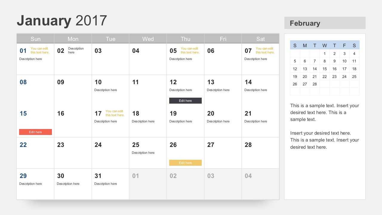 Free Calendar 2017 Template For Powerpoint Within Microsoft Powerpoint Calendar Template