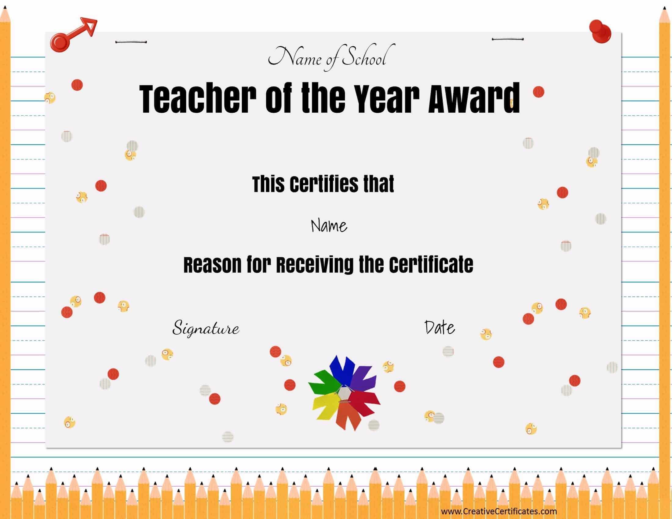 Free Certificate Of Appreciation For Teachers | Customize Online Inside Teacher Of The Month Certificate Template