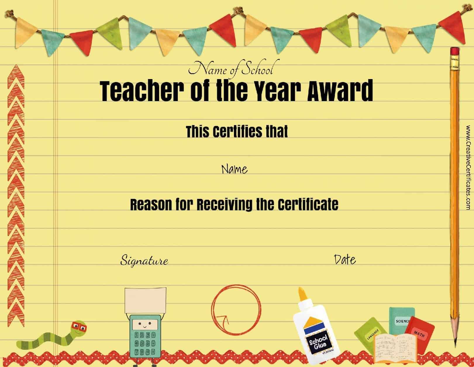 Free Certificate Of Appreciation For Teachers | Customize Online With Teacher Of The Month Certificate Template