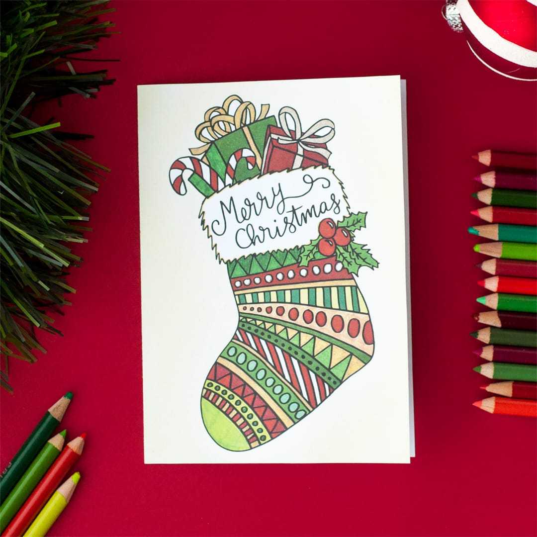 Free Christmas Coloring Card Throughout Diy Christmas Card Templates