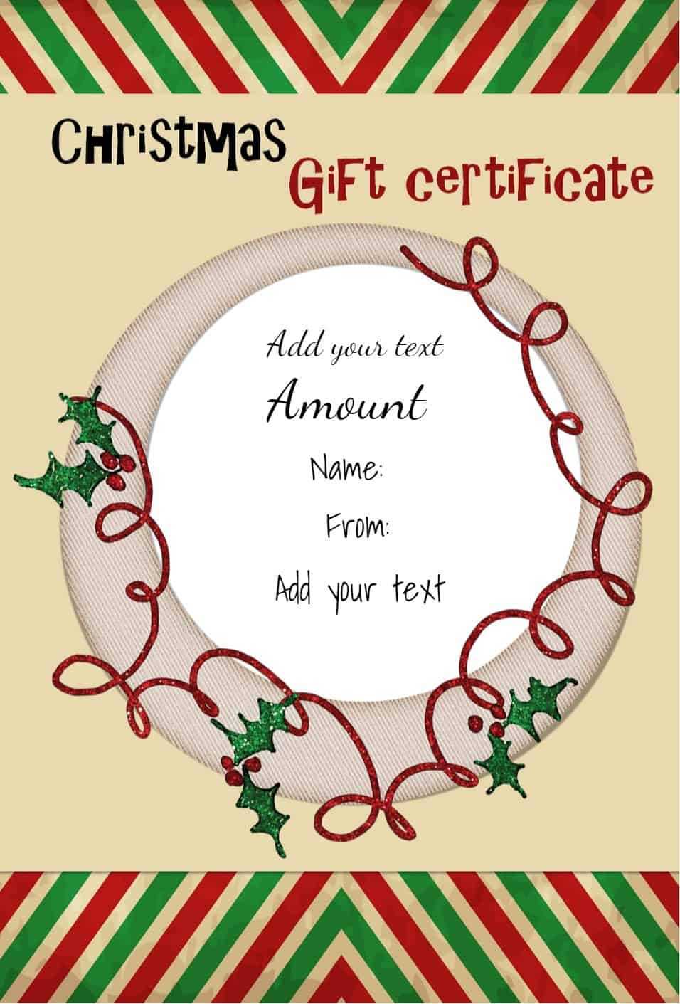 Free Christmas Gift Certificate Template | Customize Online Pertaining To Homemade Gift Certificate Template