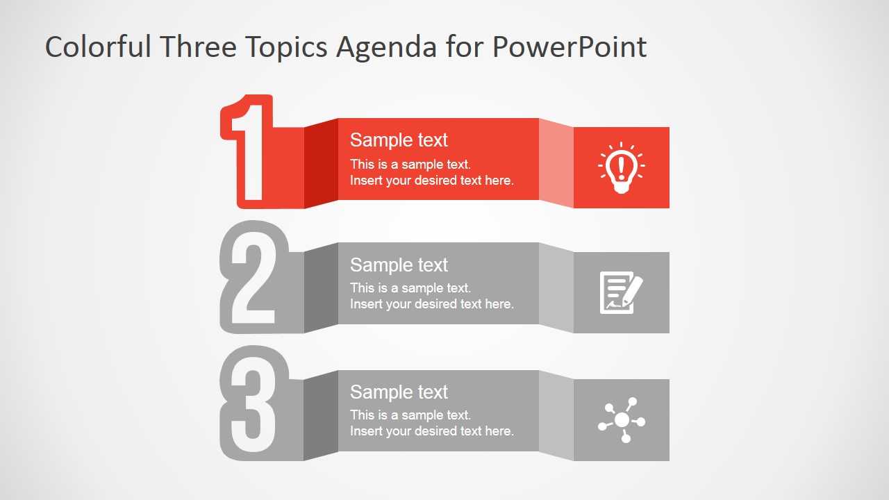 Free Colorful Three Topics Agenda For Powerpoint For Replace Powerpoint Template