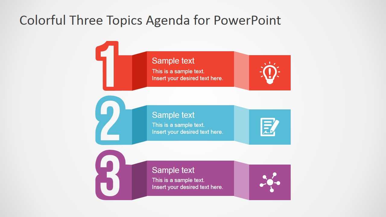 Free Colorful Three Topics Agenda For Powerpoint With Regard To Powerpoint Sample Templates Free Download