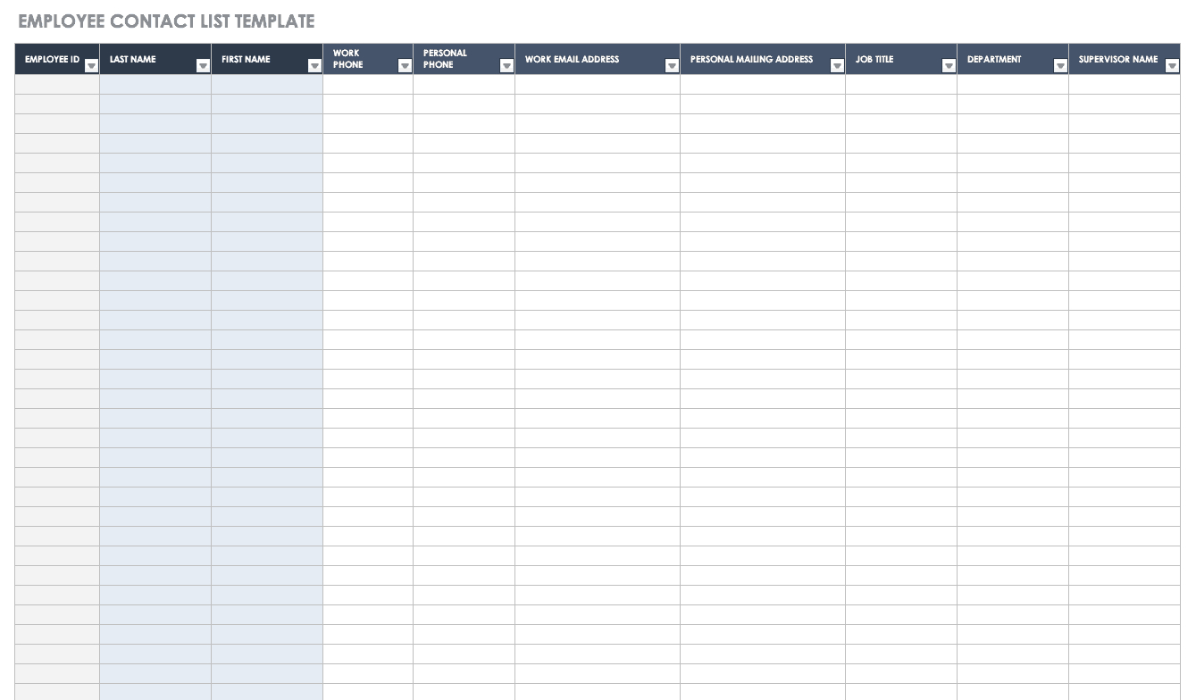 Free Contact List Templates | Smartsheet Inside Google Docs Business Card Template