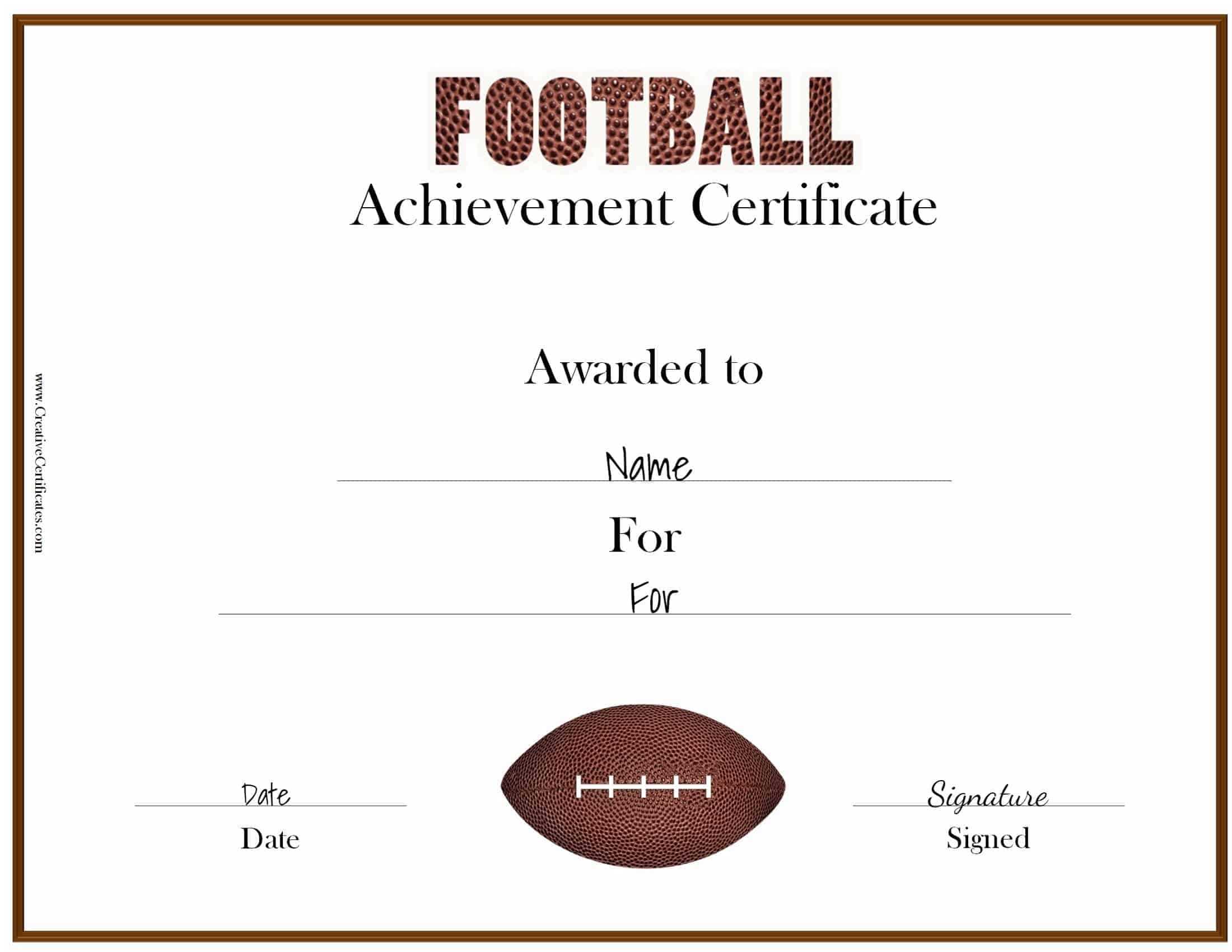 Free Custom Football Certificates For Football Certificate Template