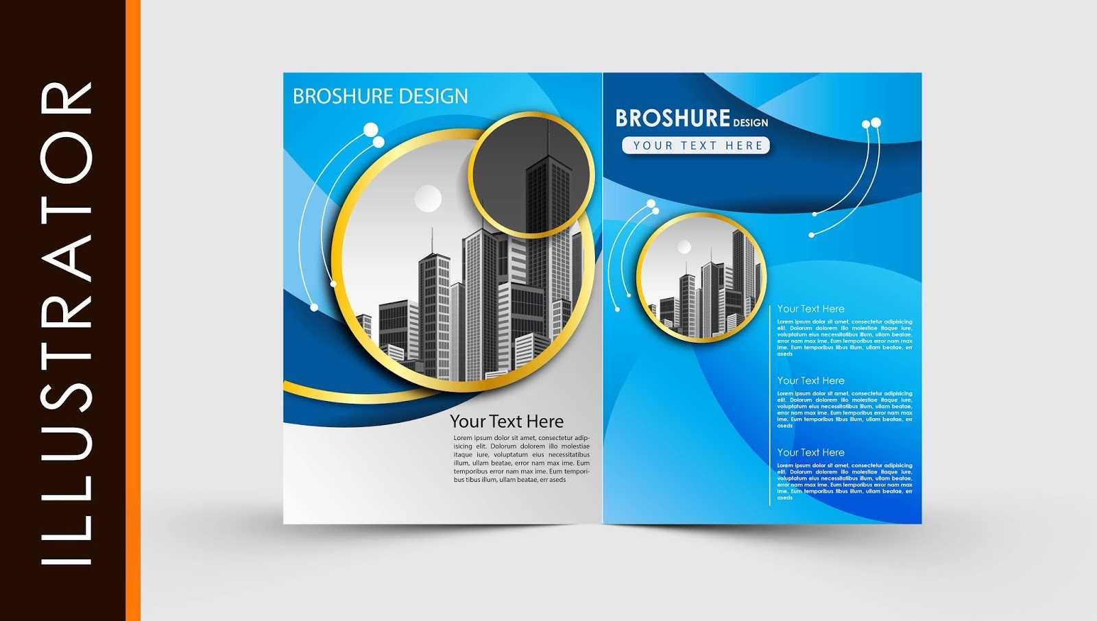 Free Download Adobe Illustrator Template Brochure Two Fold Within Free Brochure Template Downloads