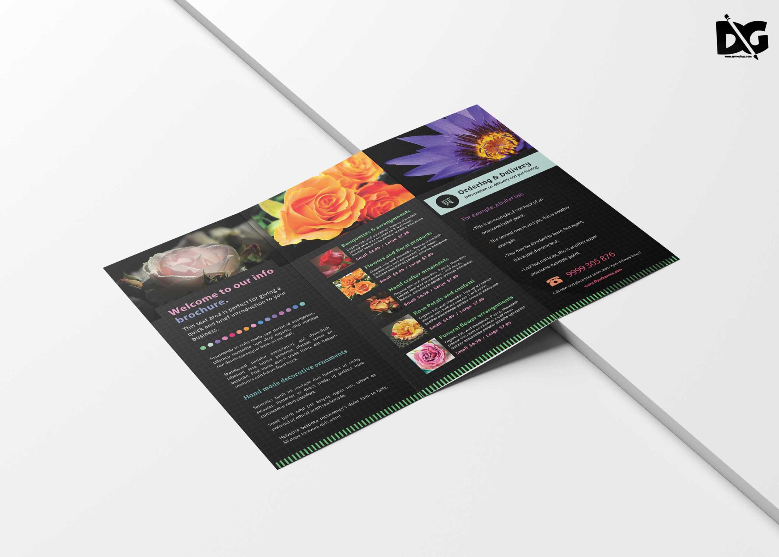 Free Download Psd Flower Shop Brochure Templates | Free Psd Within Pop Up Brochure Template