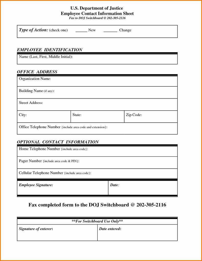 Free Emergency Contact Form Template For Employees Unique For Emergency Contact Card Template