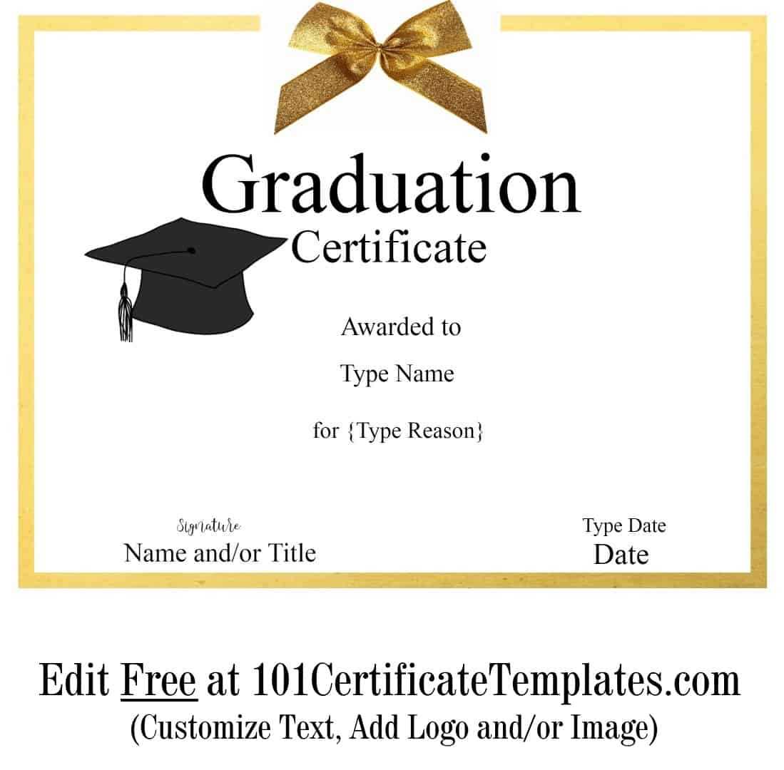 Free Graduation Certificate Template | Customize Online & Print Throughout Free Printable Graduation Certificate Templates