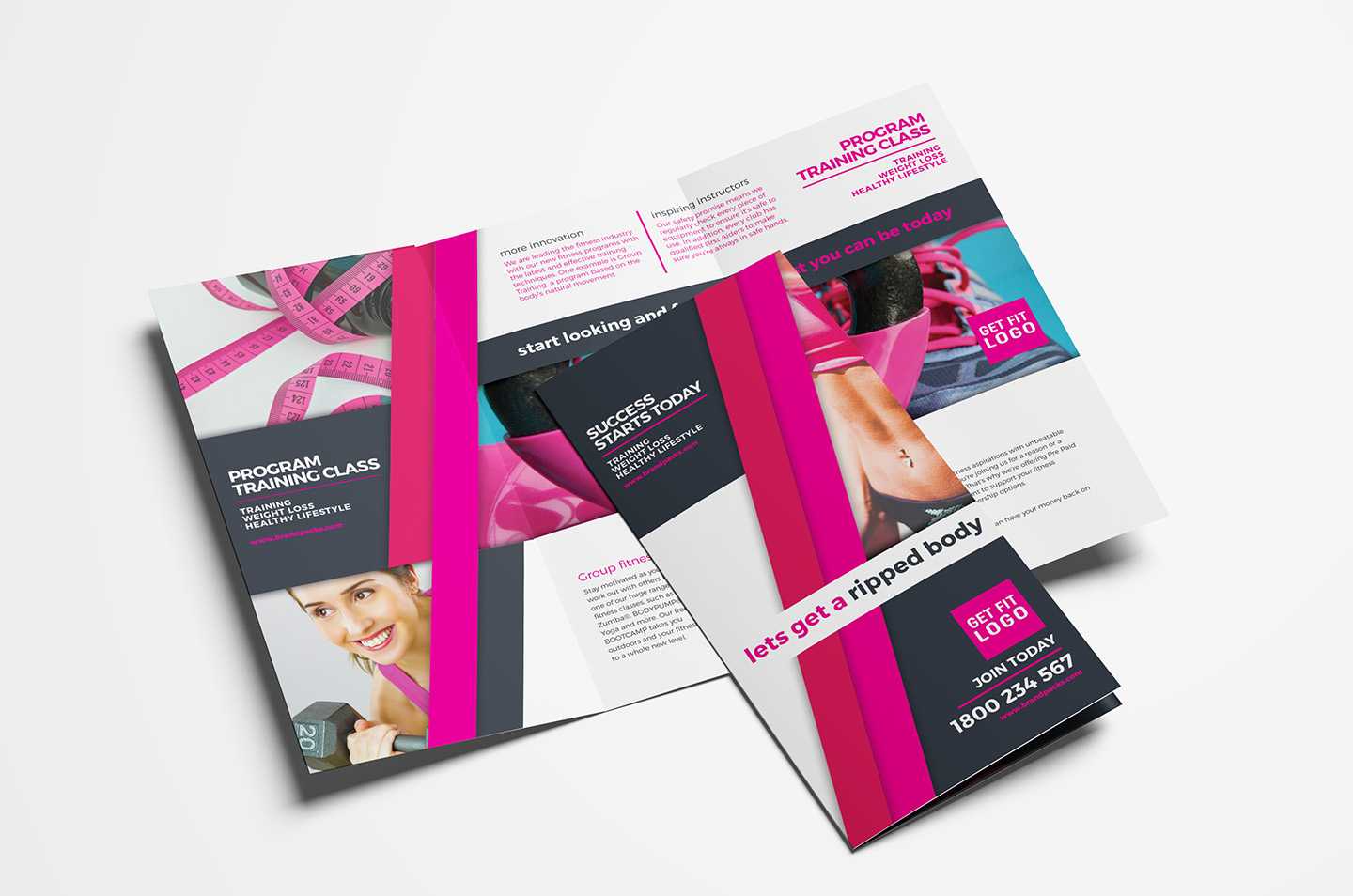 Free Gym / Fitness Trifold Brochure Template For Photoshop Within Training Brochure Template