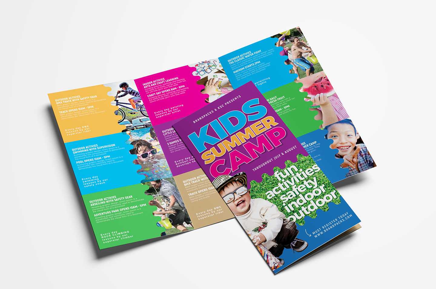 Free Kid's Camp Flyer & Brochure Template In Psd, Ai In Summer Camp Brochure Template Free Download