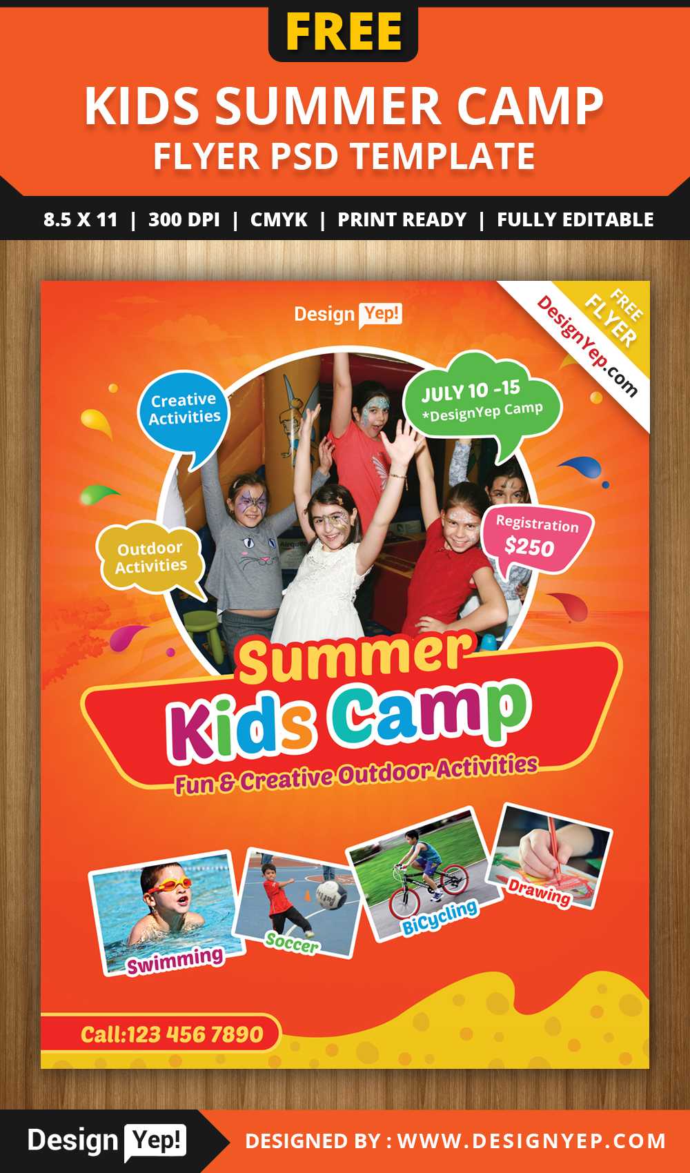 Free Kids Summer Camp Flyer Psd Template On Behance Throughout Summer Camp Brochure Template Free Download