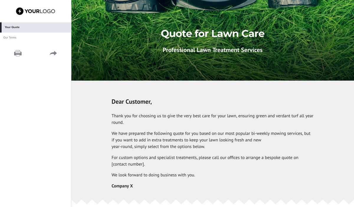 Free Lawn Care Quote Template – Better Proposals Regarding Lawn Care Business Cards Templates Free