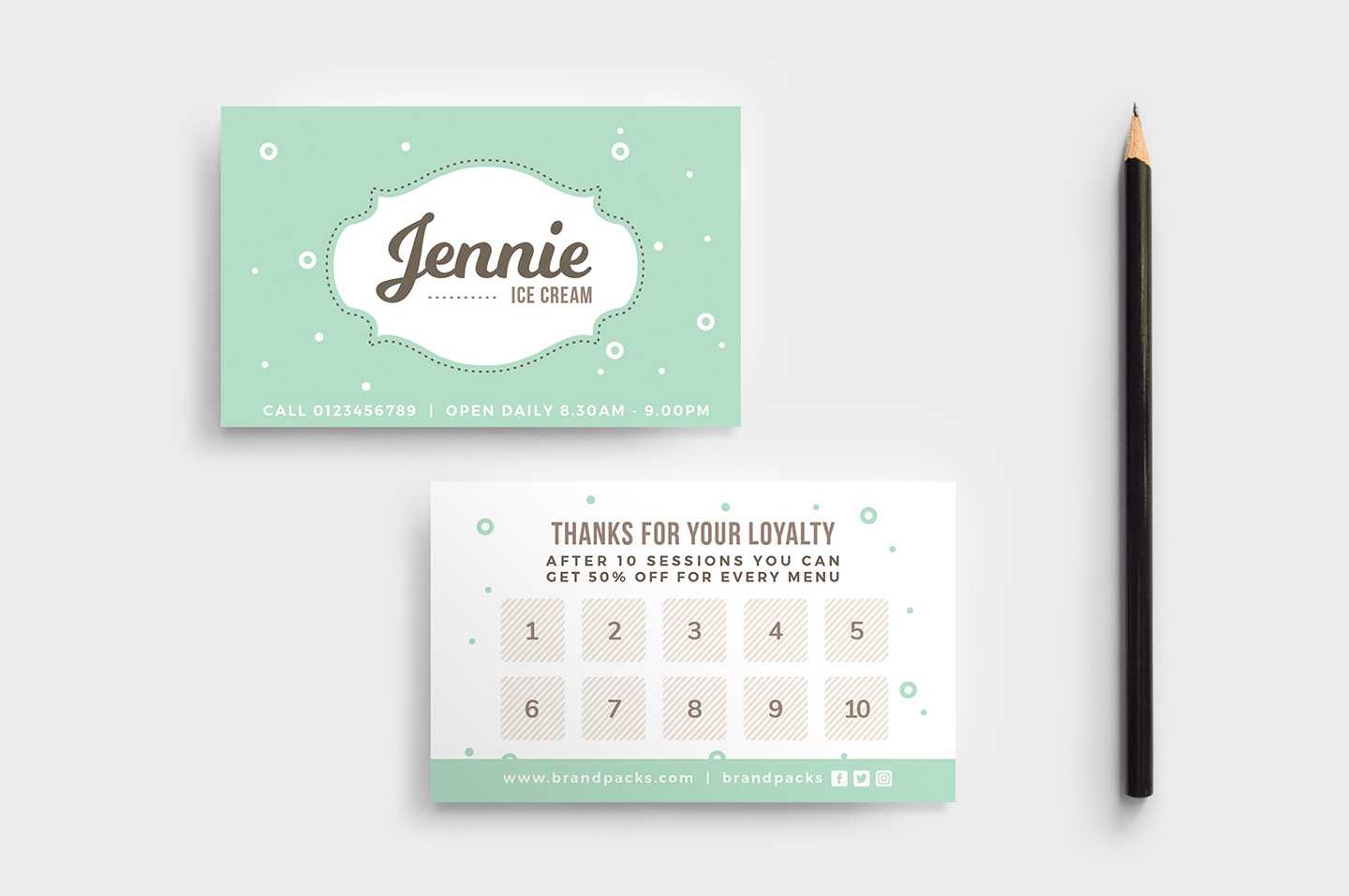 Free Loyalty Card Templates - Psd, Ai & Vector - Brandpacks For Reward Punch Card Template