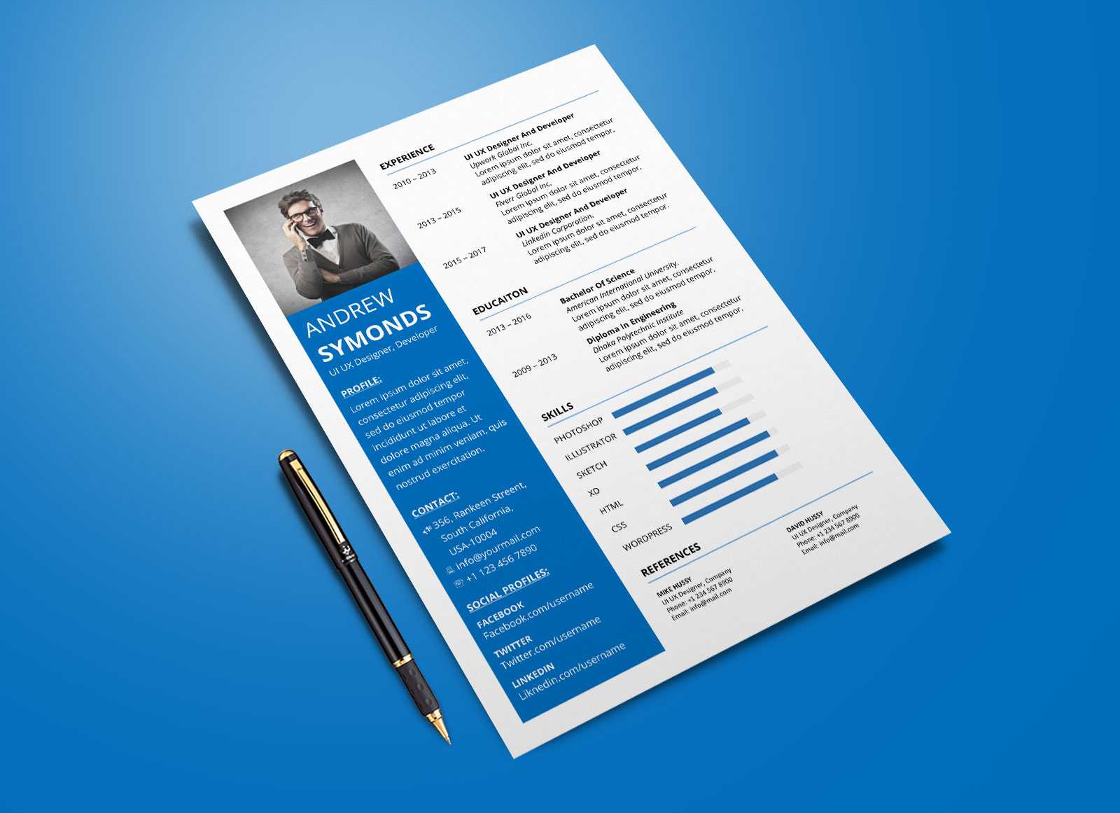 Free Modern Resume Template In Word Docx Format - Good Resume For Free Brochure Templates For Word 2010