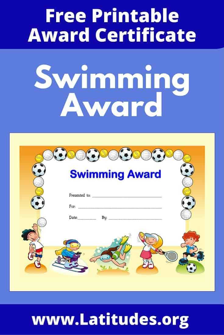 Free Printable Award Certificates For Kids | Acn Latitudes Throughout Free Swimming Certificate Templates
