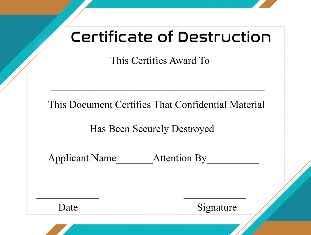 Free Printable Certificate Of Destruction Sample Inside Hard Drive Destruction Certificate Template