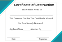 Free Printable Certificate Of Destruction Sample regarding Free Certificate Of Destruction Template