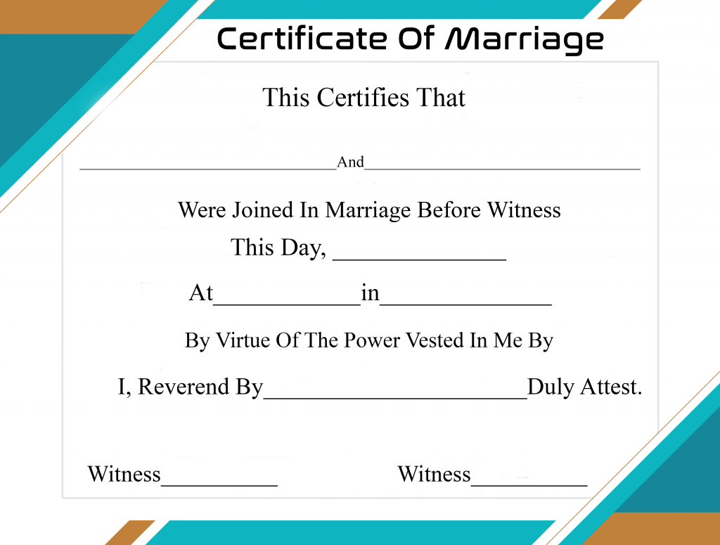 Free Printable Certificate Of Marriage Template Pertaining To Certificate Of Marriage Template