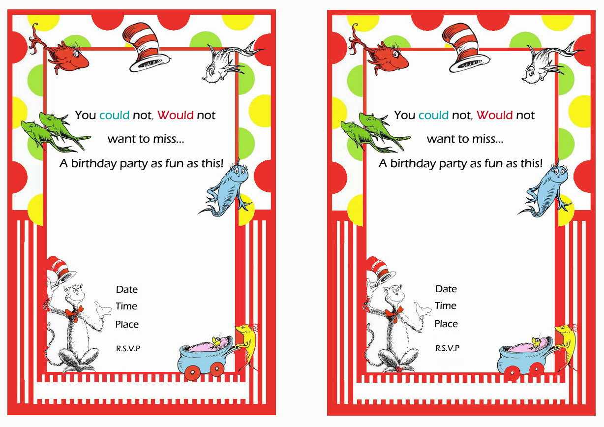 Free Printable Dr Seuss First Birthday Invitations – Bagvania For Dr Seuss Birthday Card Template