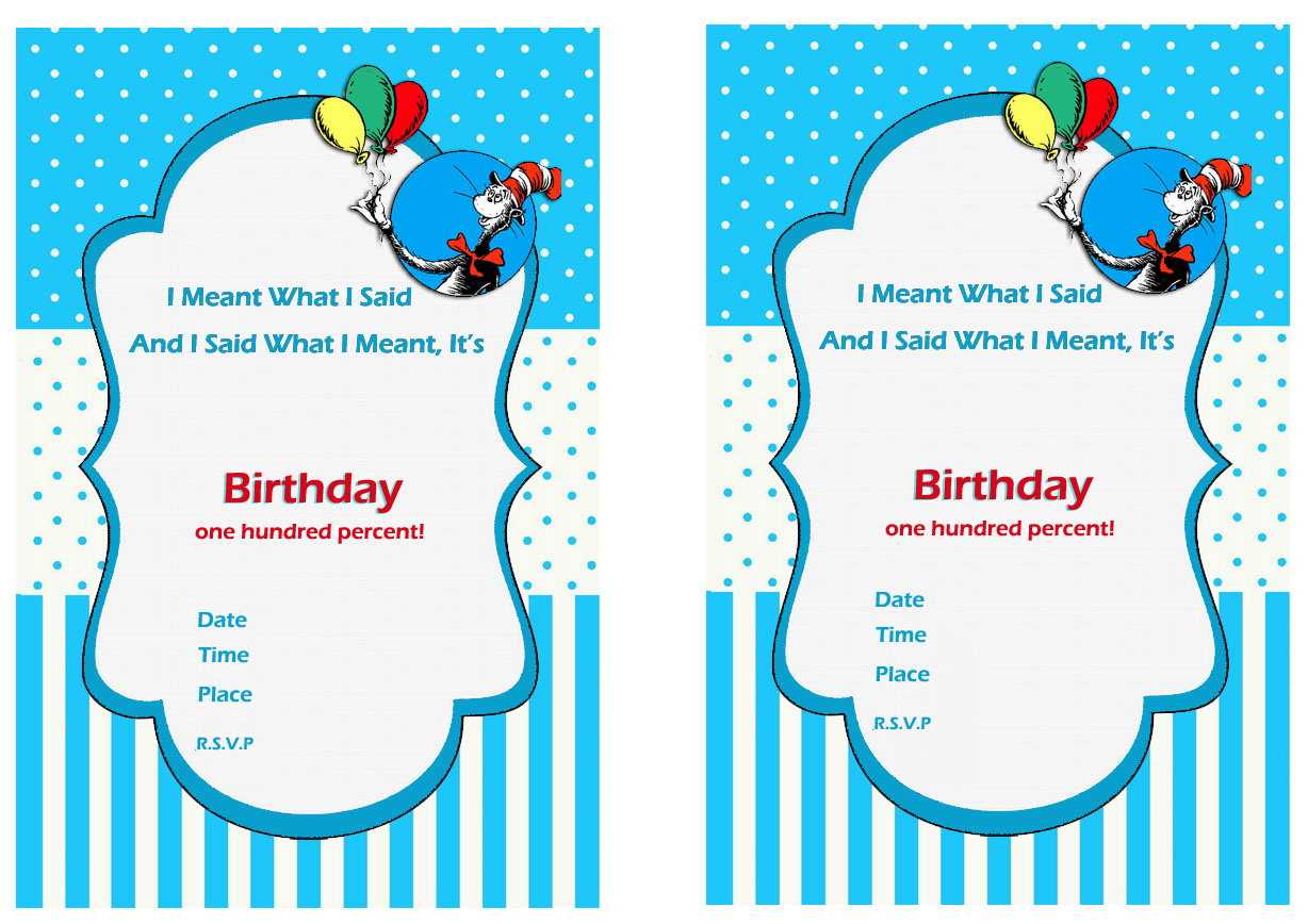 Free Printable Dr Seuss First Birthday Invitations – Bagvania Within Dr Seuss Birthday Card Template