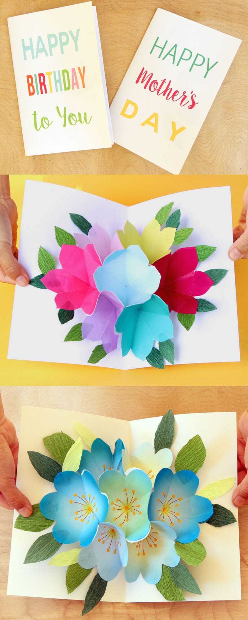Free Printable Happy Birthday Card With Pop Up Bouquet – A Throughout Free Pop Up Card Templates Download