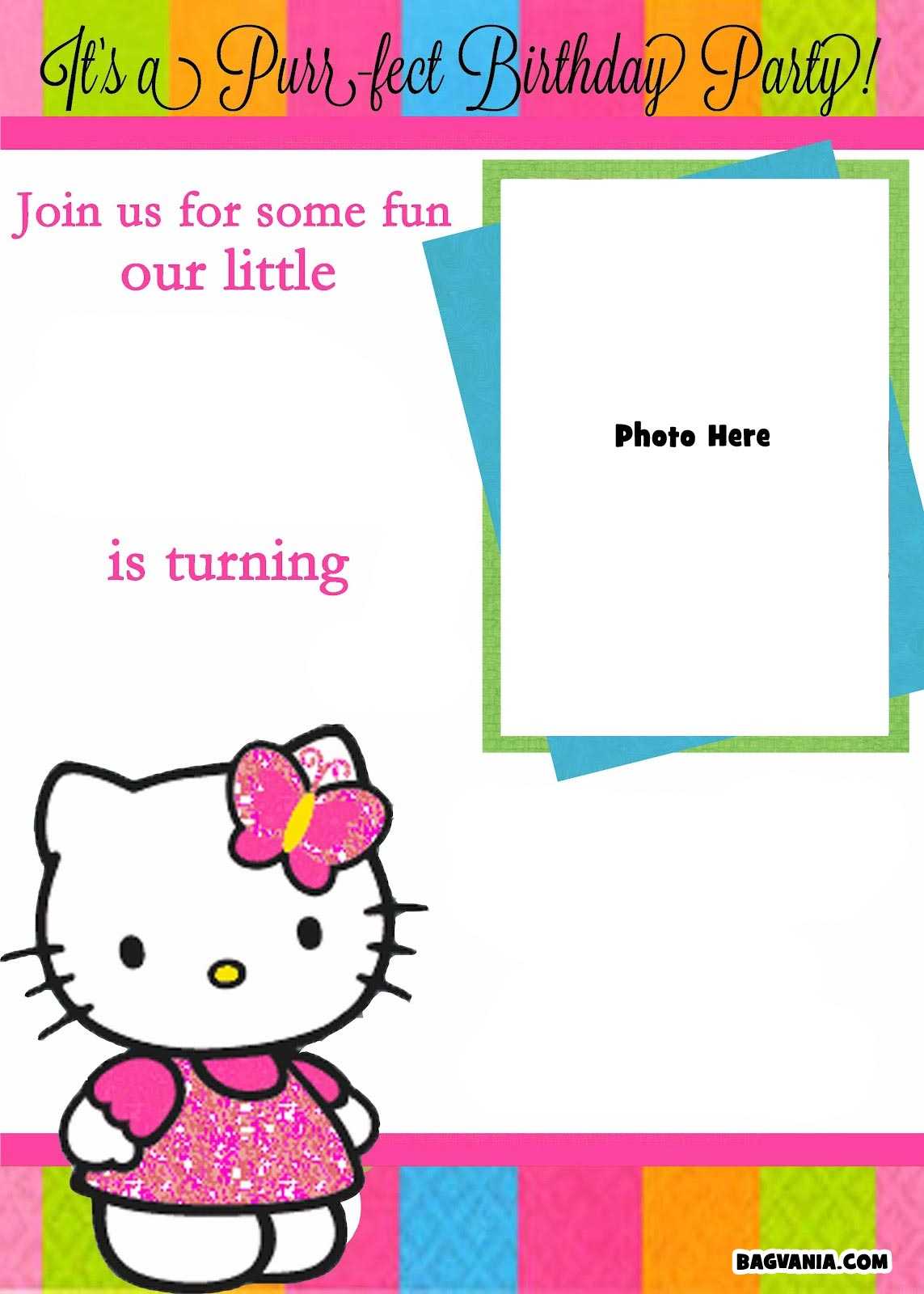 Free Printable Hello Kitty Birthday Invitations – Bagvania With Regard To Hello Kitty Birthday Card Template Free