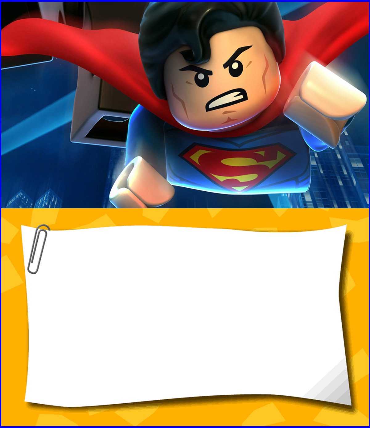 Free Printable Lego Superman Invitation Template With Regard To Superman Birthday Card Template
