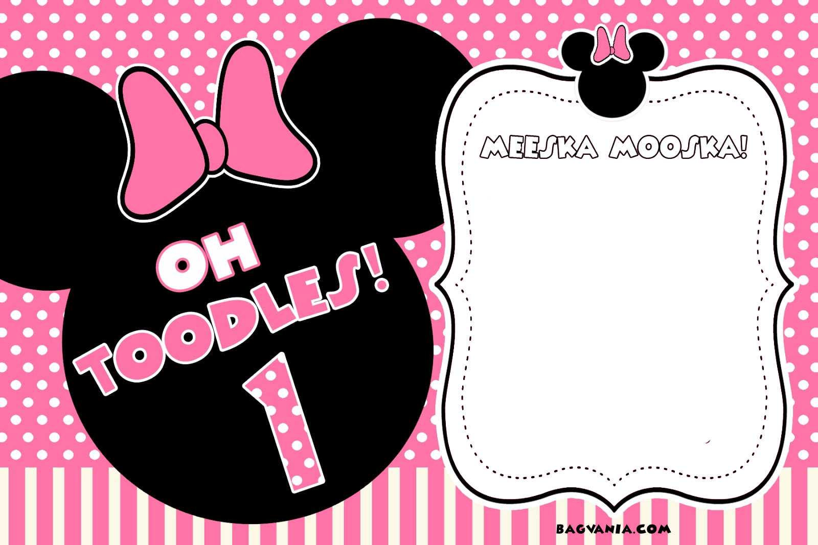 Free Printable Minnie Mouse Birthday Invitations – Bagvania Inside Minnie Mouse Card Templates