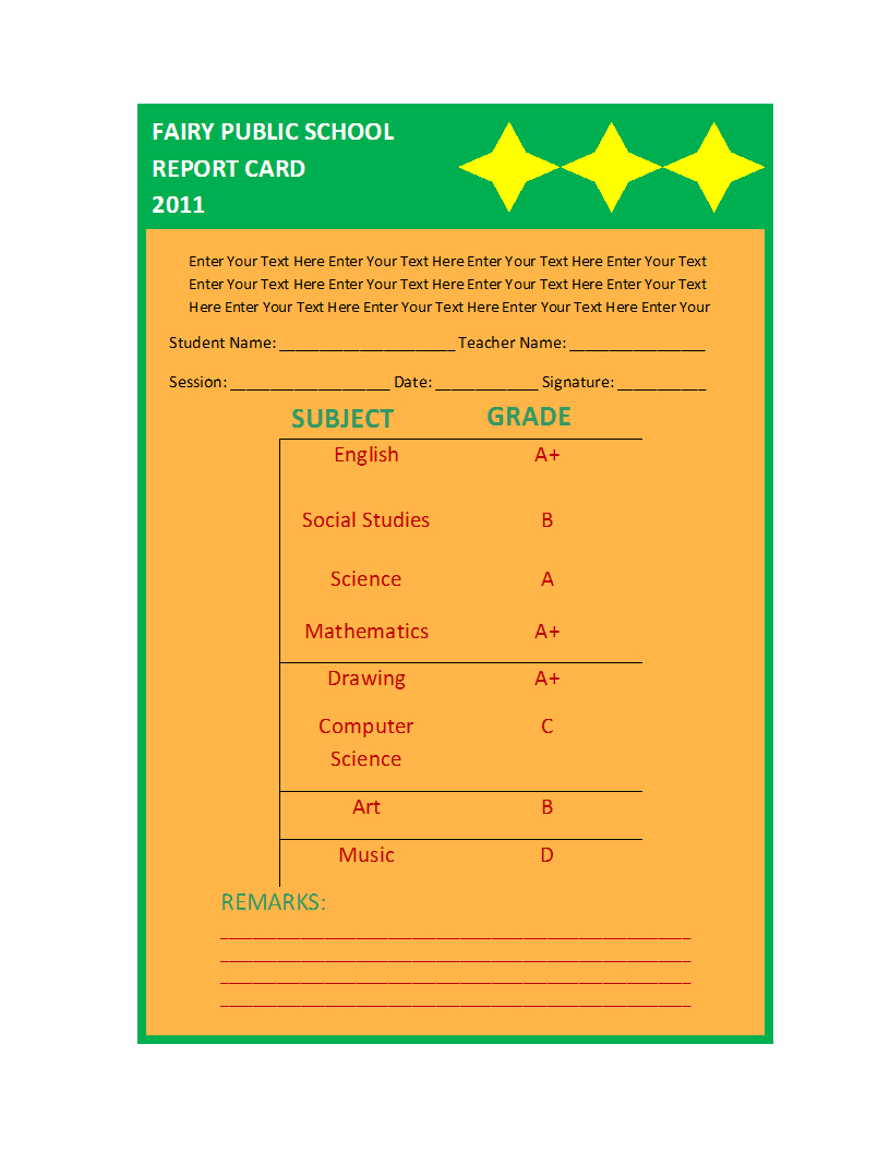 Free Printable Report Templates In Result Card Template