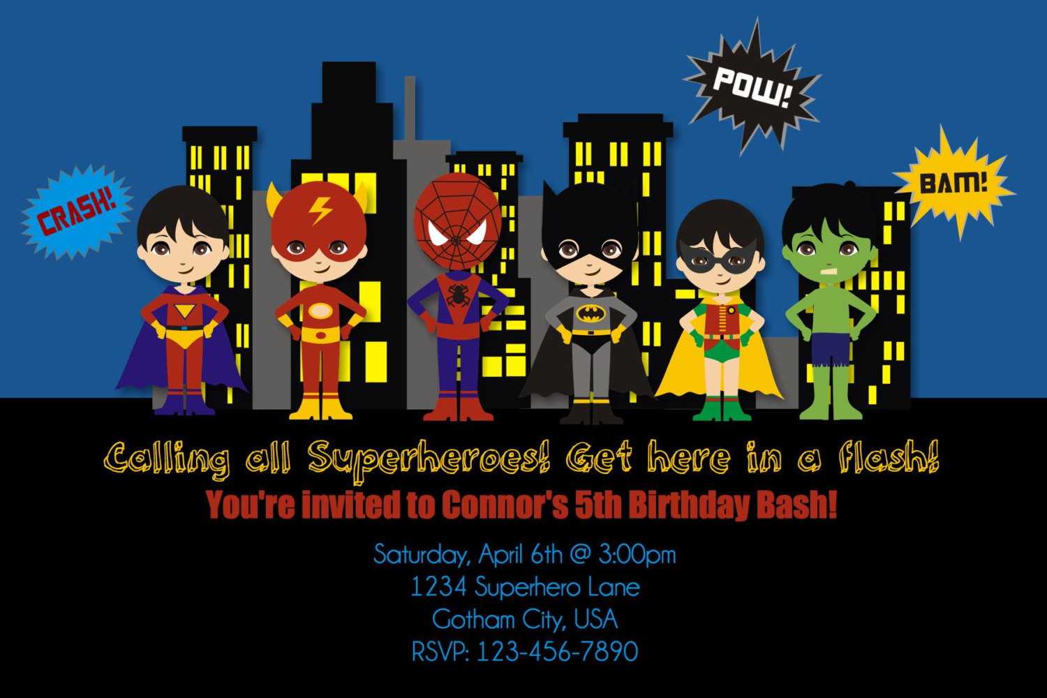 Free Printable Superhero Birthday Invitations – Bagvania Within Superhero Birthday Card Template